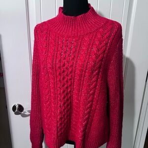 LOFT Vibrant Red Cowl Neck Sweater